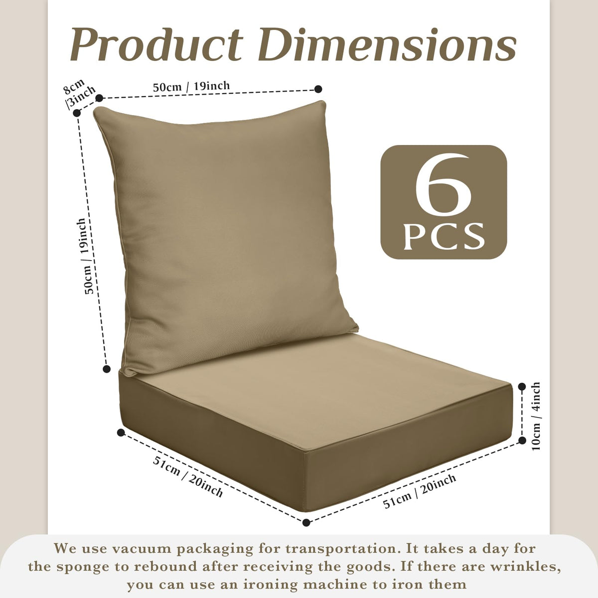 Hoteam back cushions 19x19x4 inches provide cohesive outdoor comfort.
