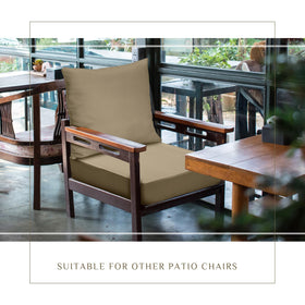 Hoteam cushions include straps to keep them secure.
