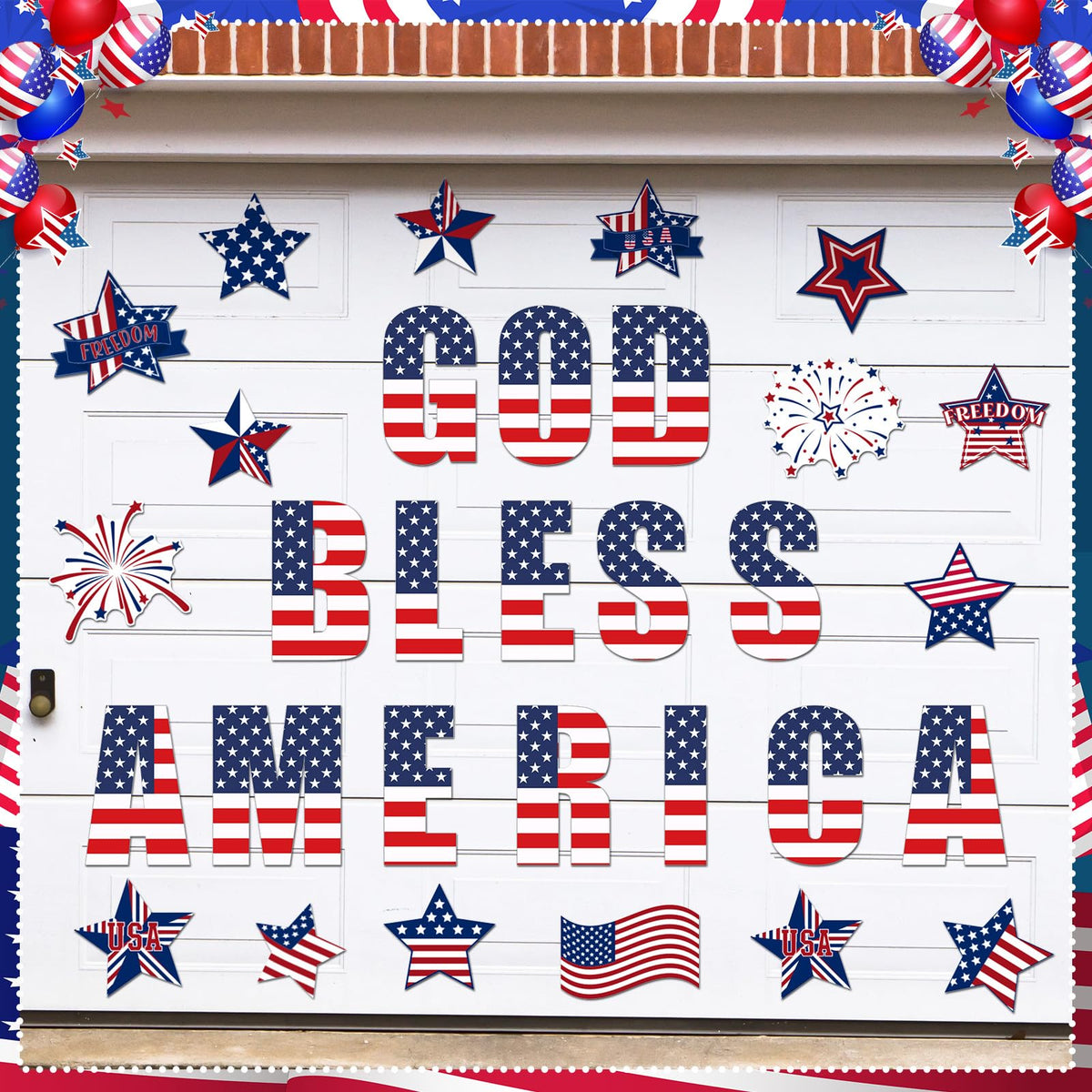 Hoteam compact Independence Day magnets kit for versatile decorating.
