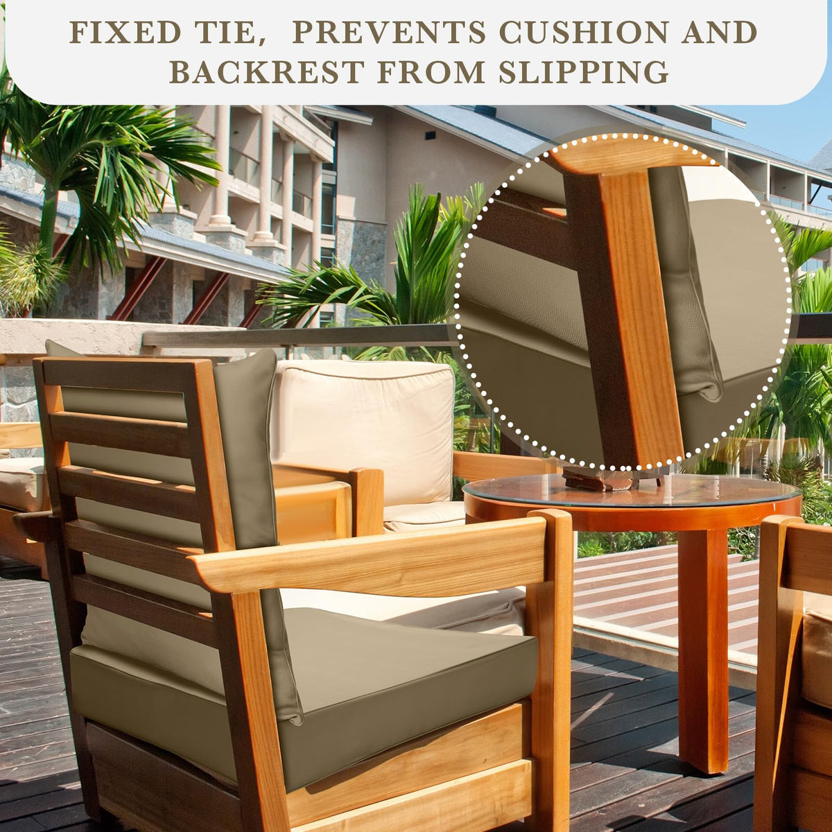 Hoteam deep-seat cushions ideal for lounging on patios.