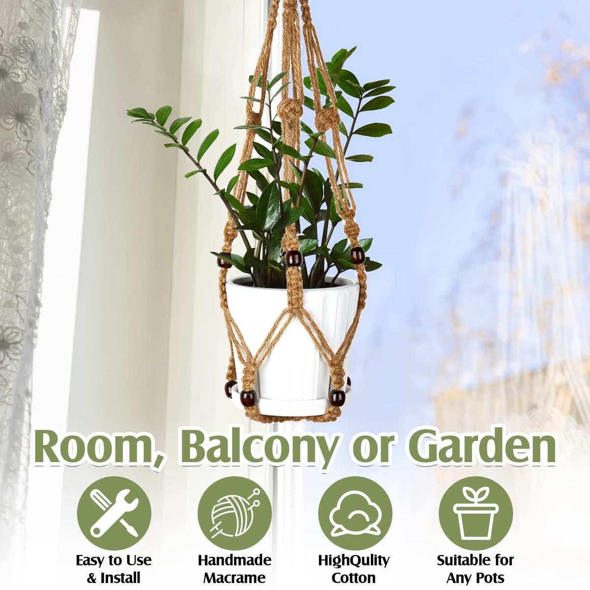 Hoteam hook accessories included for easy indoor or outdoor installation.