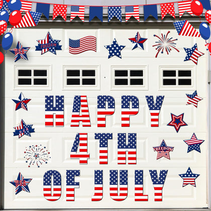 Hoteam Independence Day magnets with stars and flags for fridge decoration.