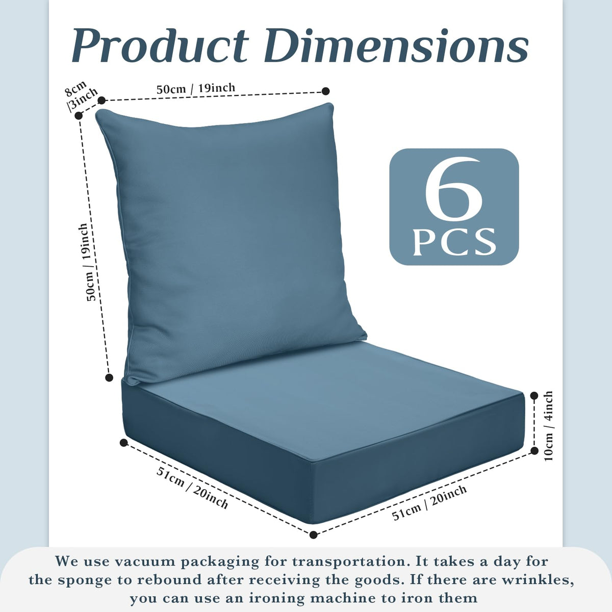Hoteam outdoor back cushion 19x19x4 in dark blue supports relaxed lounging
