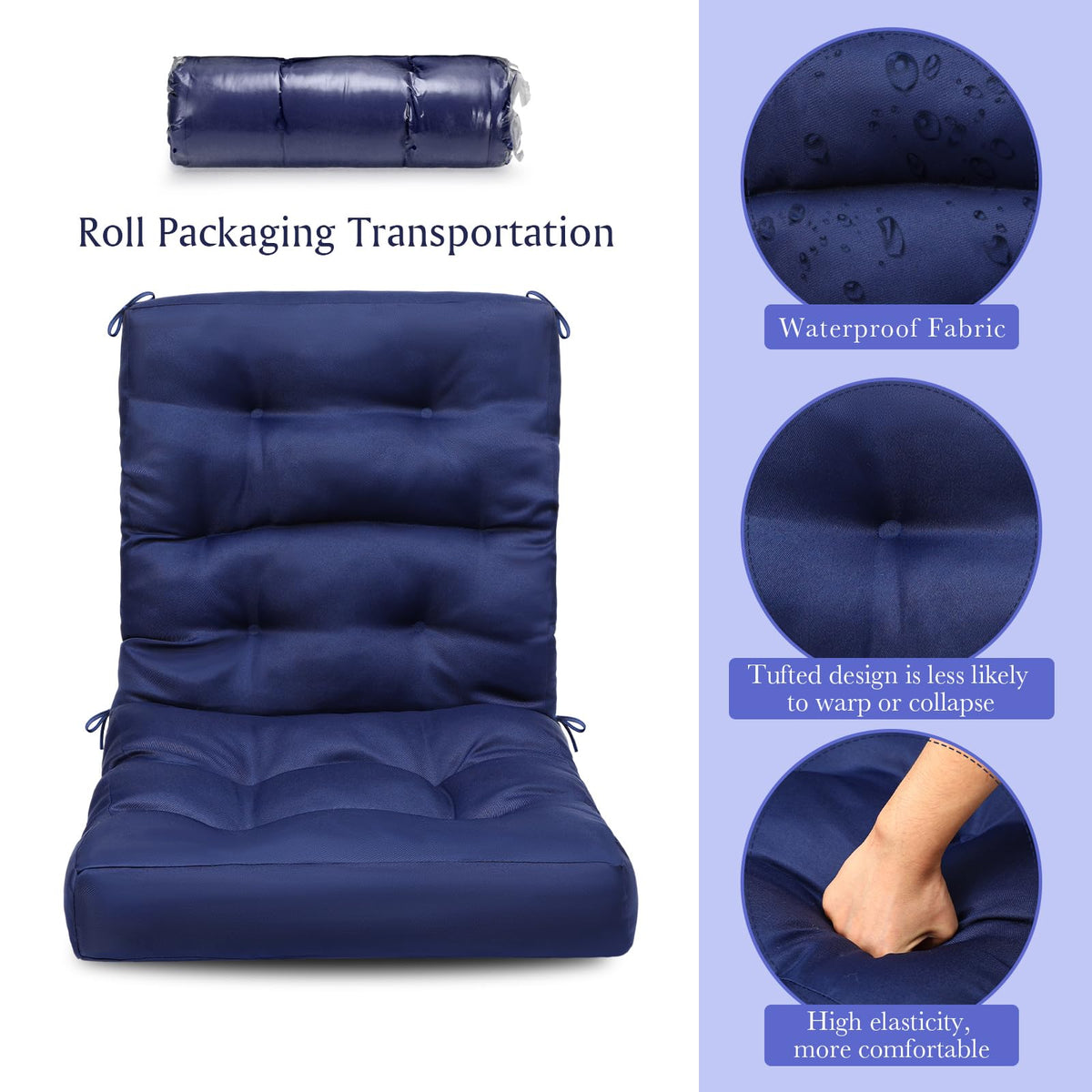 Hoteam outdoor chair cushions with ties and straps stay securely in place.