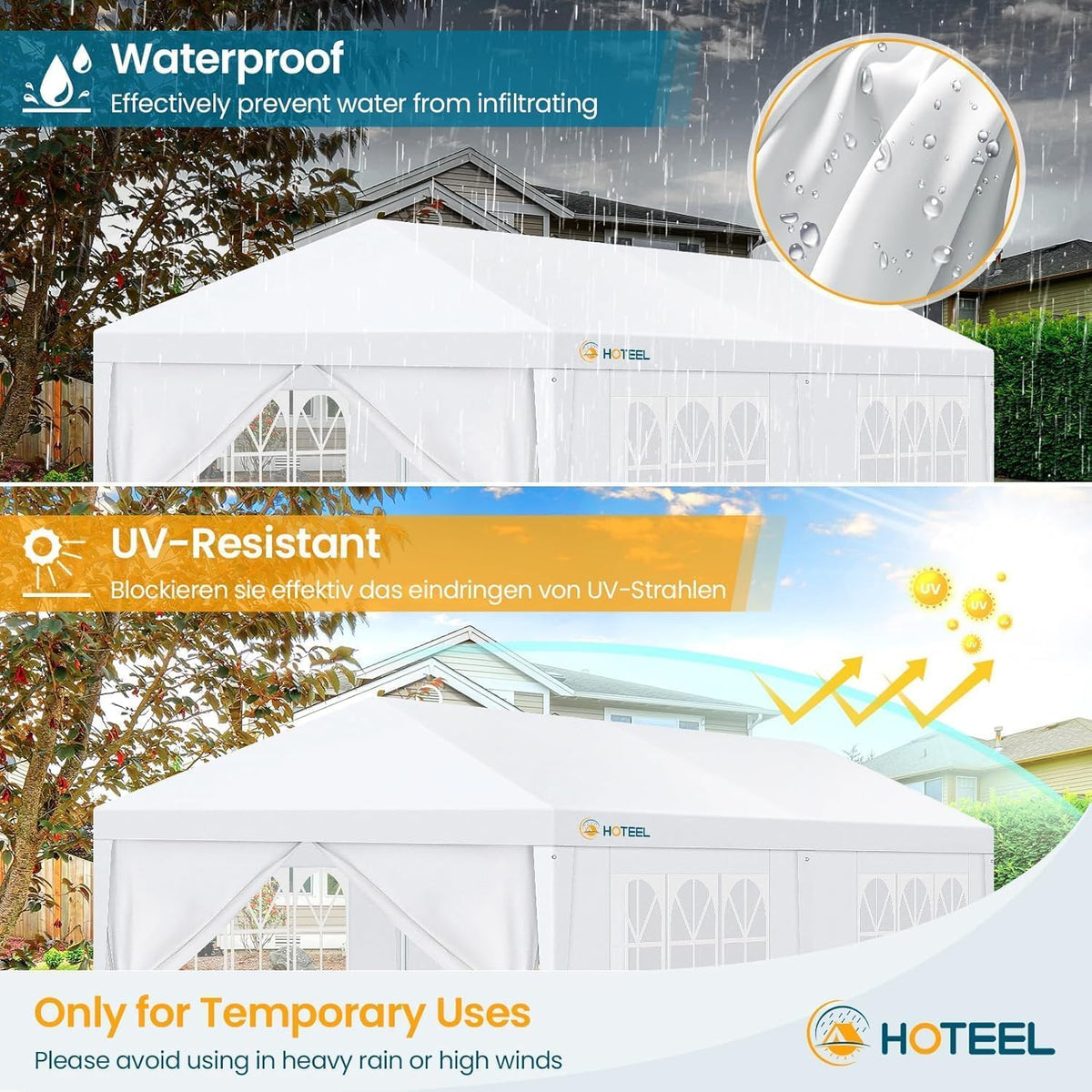 Hoteel 10x20ft tent ideal for backyard weddings and parties.