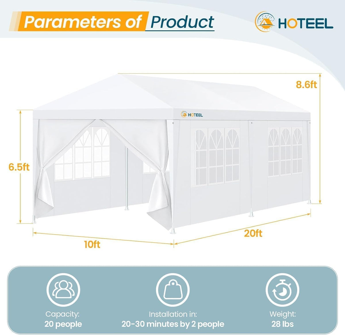 Hoteel tent with two zippered doors for easy access.
