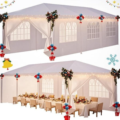 Hoteel 10x30 tent assembly demonstrates quick setup for outdoor events.