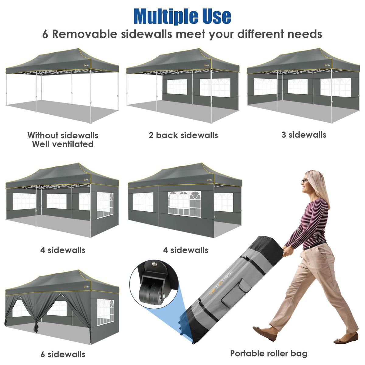 Hoteel sandbags secure the canopy against light gusts on outdoor surfaces