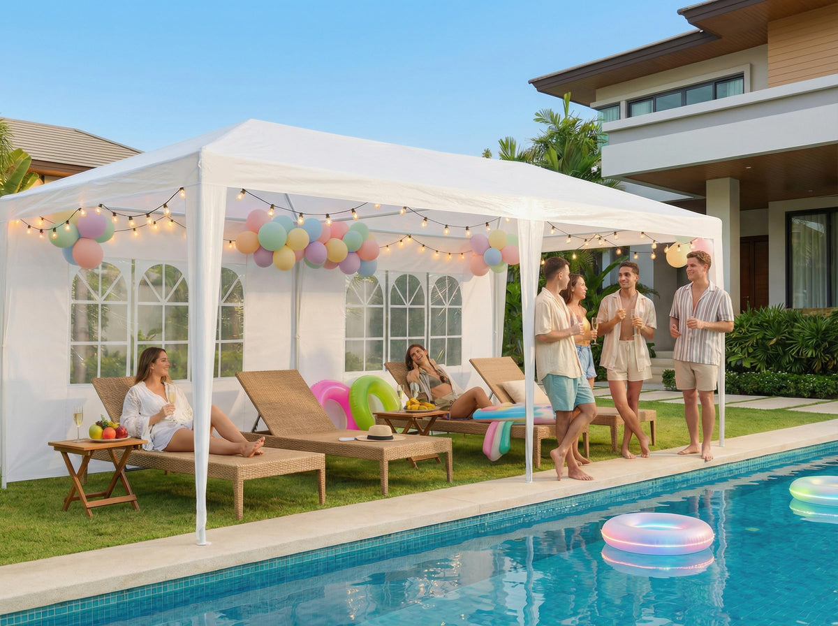 Hoteel spacious 10x20 tent suits backyard weddings and large garden parties.