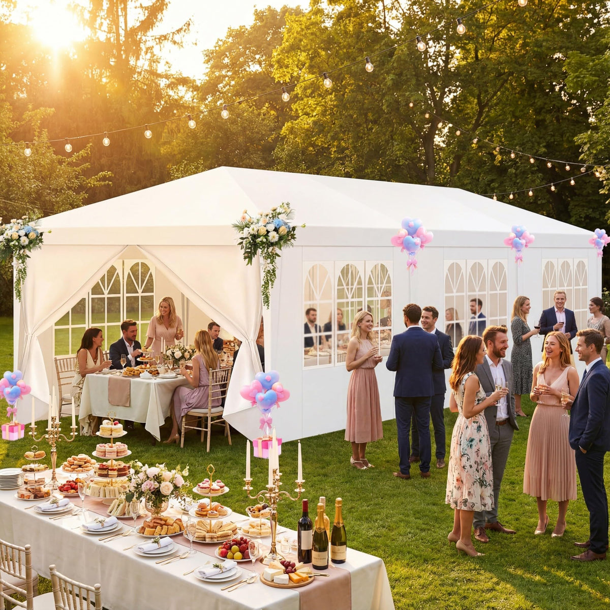 Hoteel tent frame with galvanized steel for sturdy support.