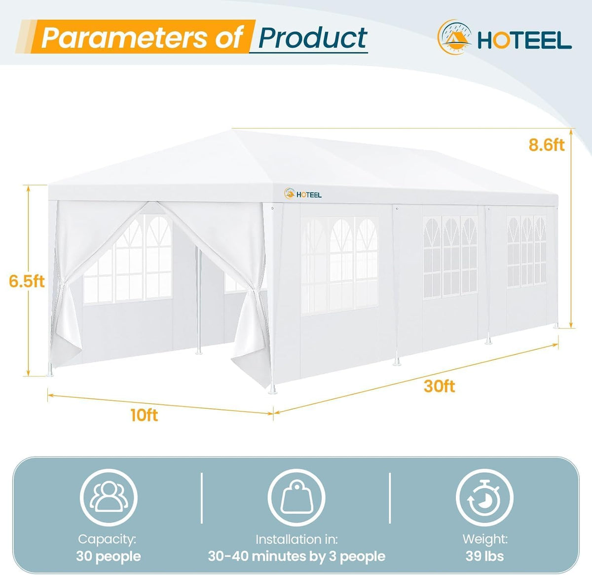 Hoteel tent with zip doors for easy access.