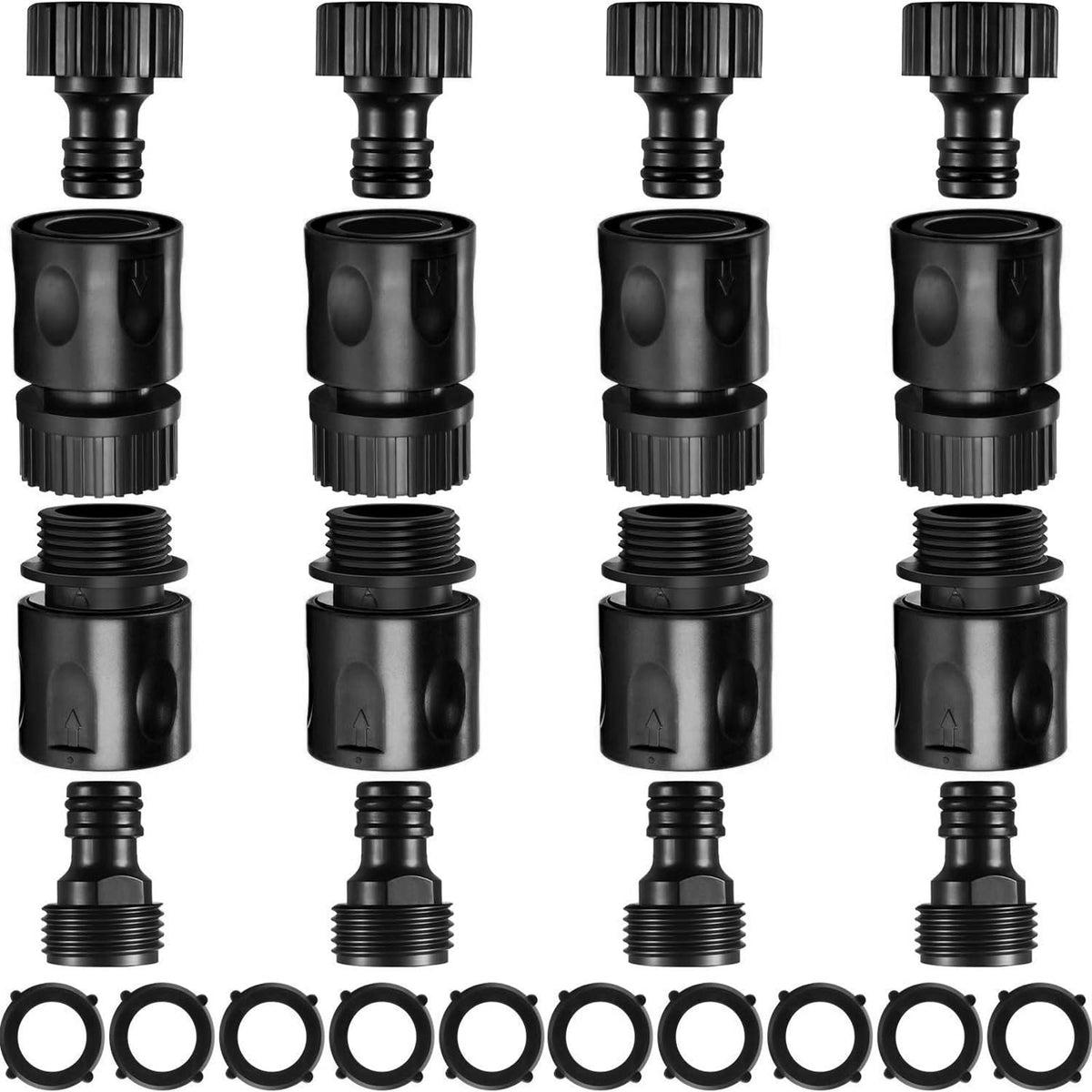 Hotop 16-piece garden hose quick connector kit for versatile, quick setups.