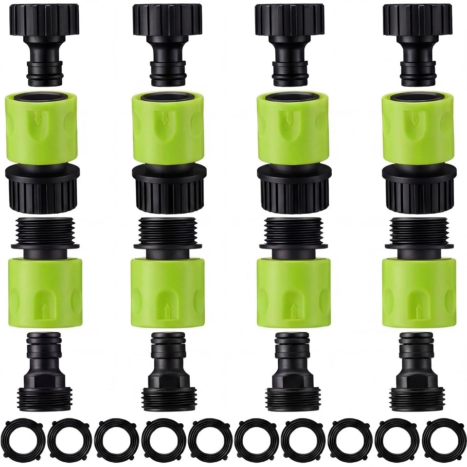 Hotop 16-piece garden hose quick connector set in fluorescent color for easy setup.
