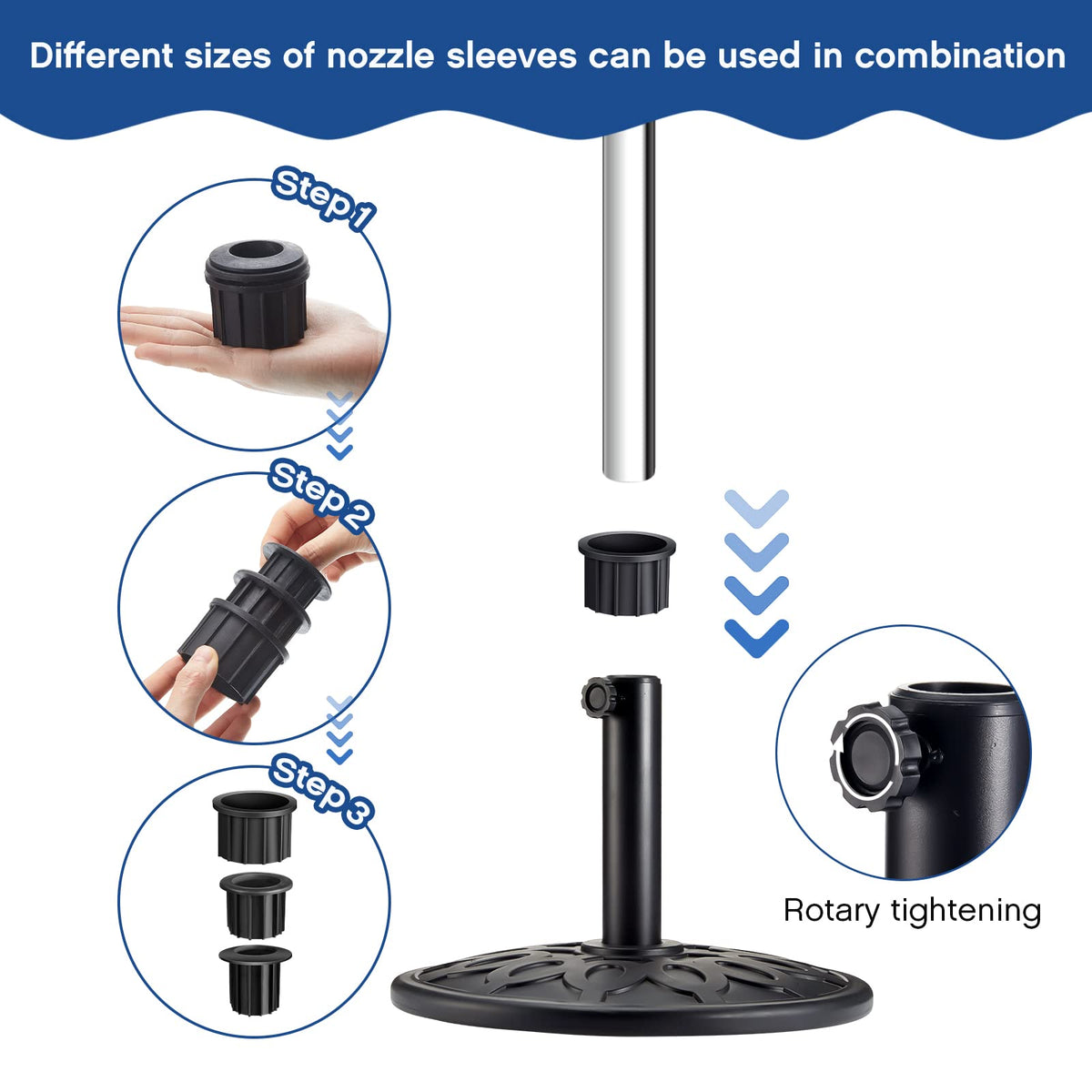 Hotop base ring 1.5 inch for mid-size umbrella pole compatibility