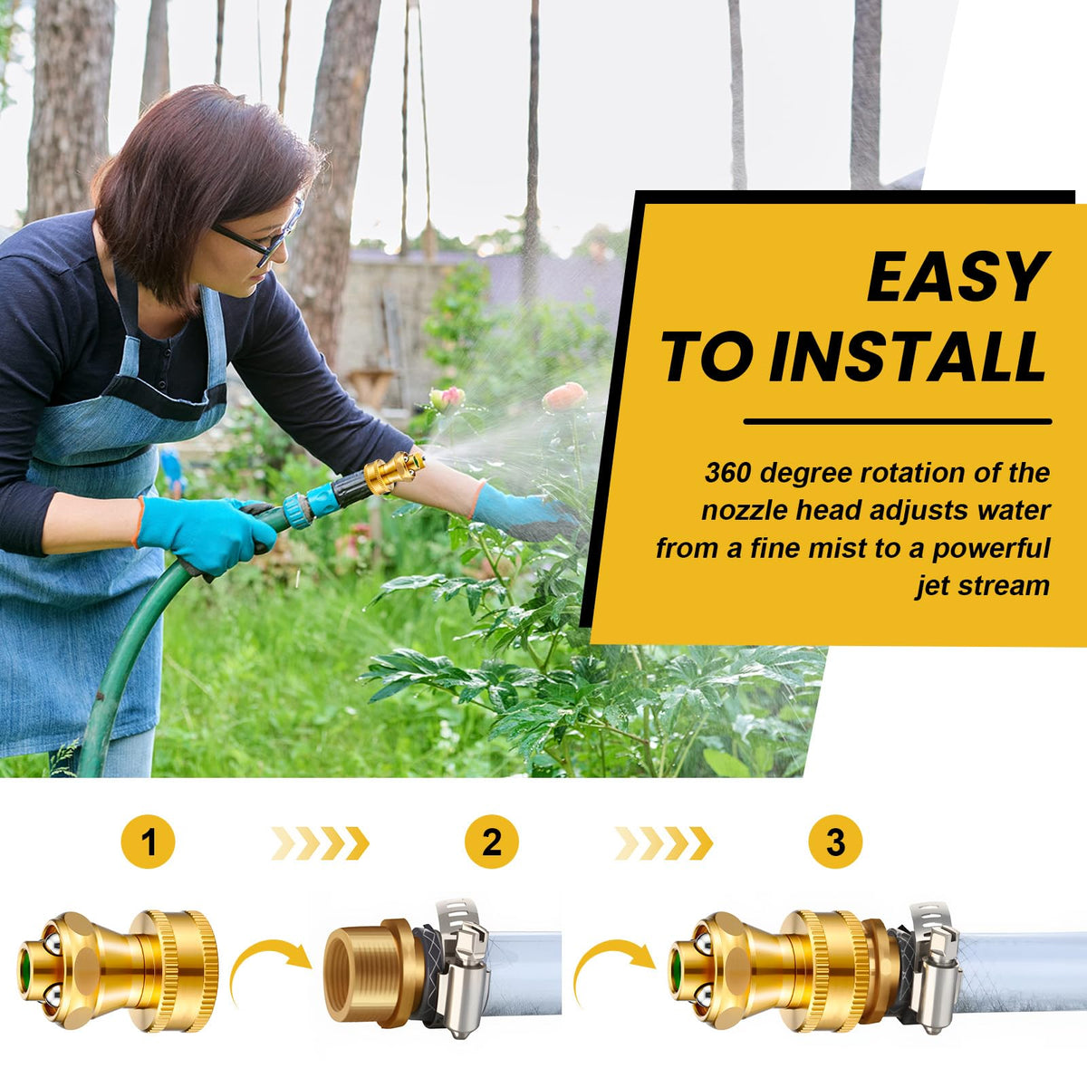 Hotop Big Shot brass nozzle with electroplated finish resists rust for daily use