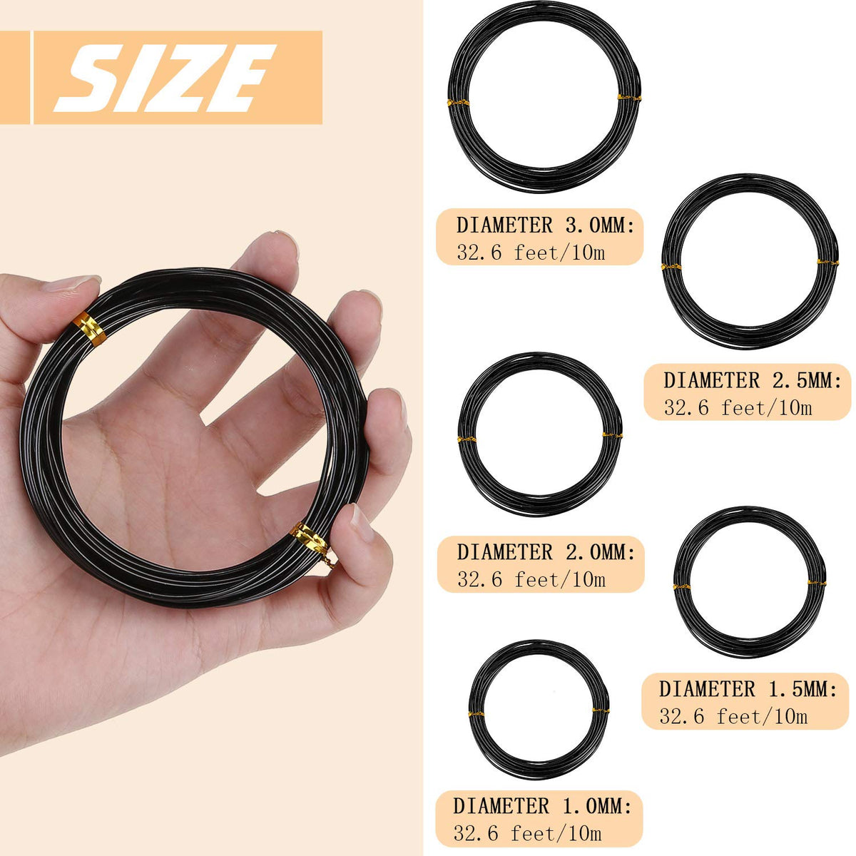 Hotop bonsai wires 1.5mm black rolls ideal for medium branches and bends.