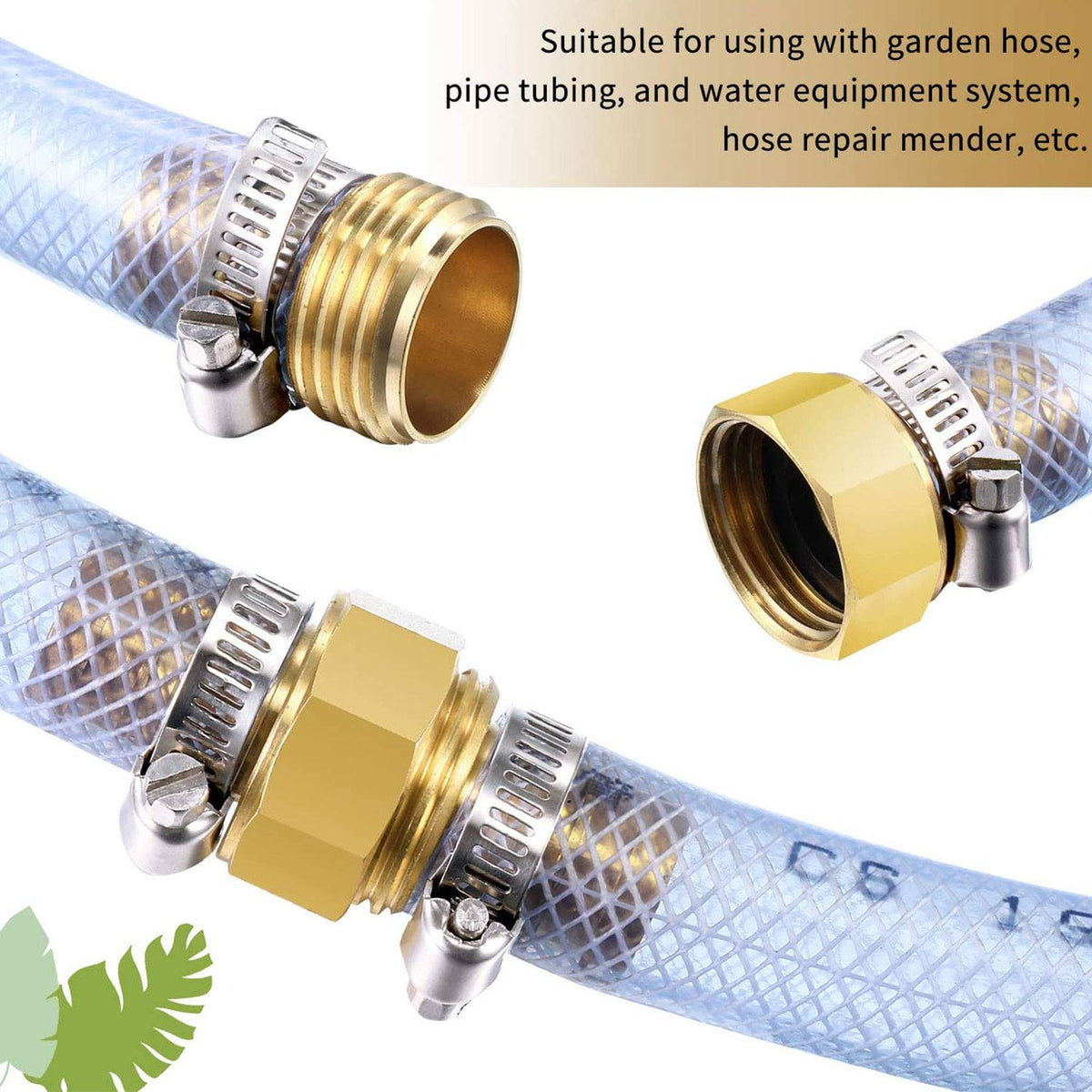 Hotop brass hose connectors for reliable female and male hose joins.