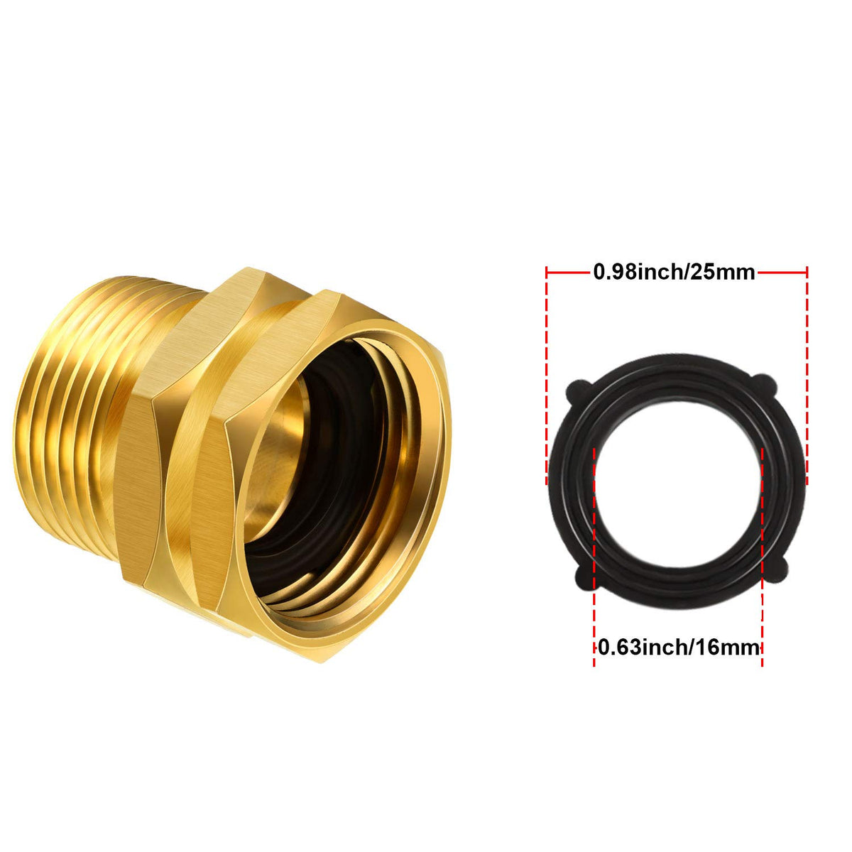 Hotop rubber washer pack included for leak-resistant hose connections.