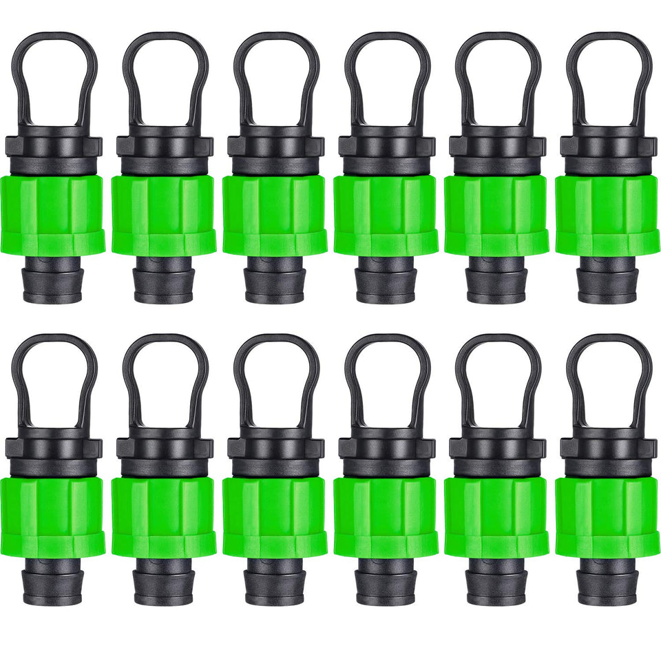 Hotop end cap 12-pack seals 1/2 inch tubing for leak-free irrigation.