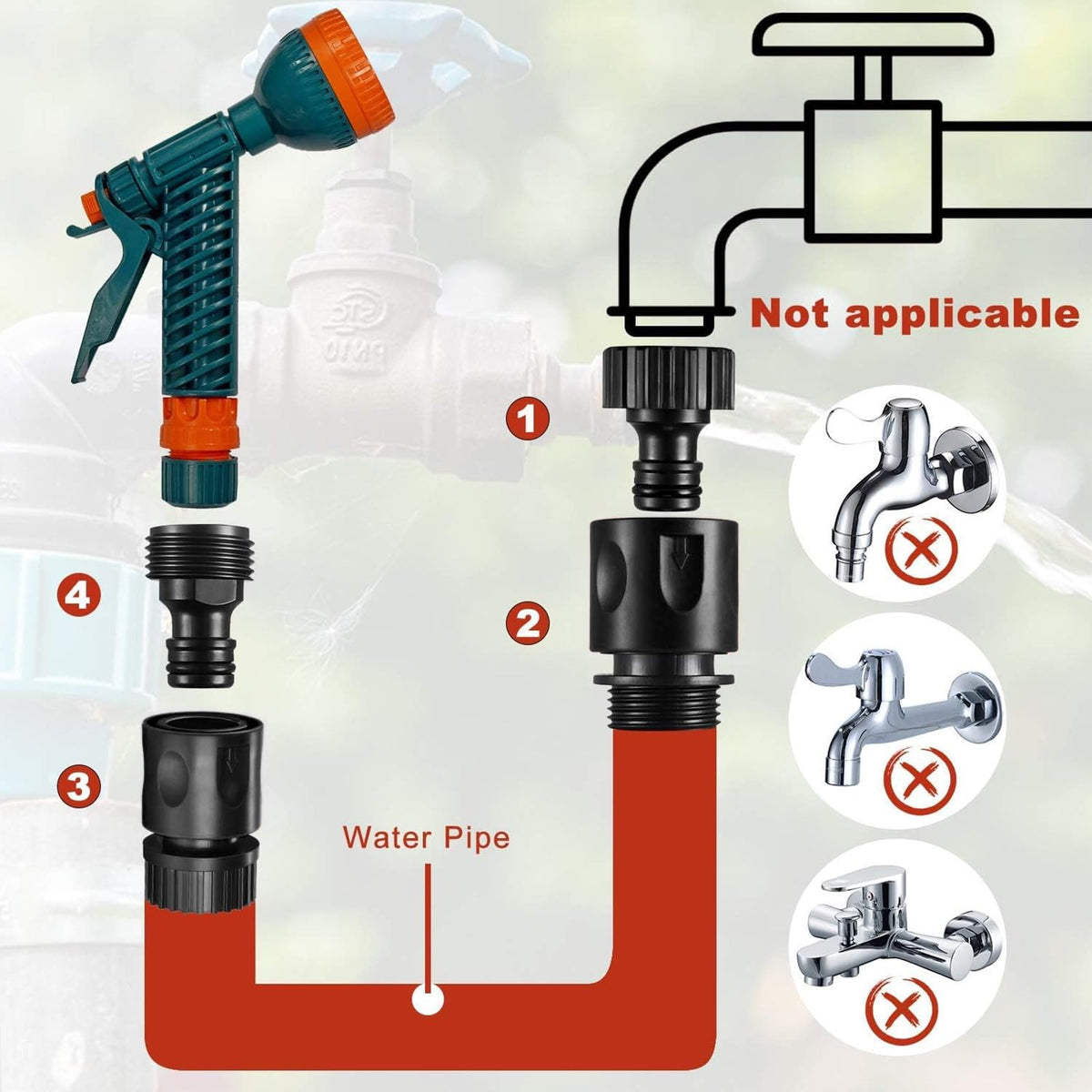 Hotop female hose end connectors ensuring tight, leak-free extensions.