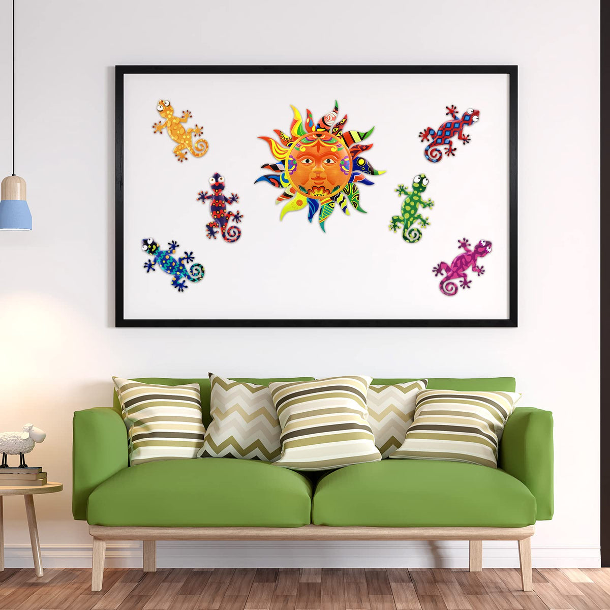 Hotop gecko turquoise artwork brightens outdoor spaces with playful energy