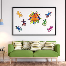 Hotop gecko turquoise artwork brightens outdoor spaces with playful energy