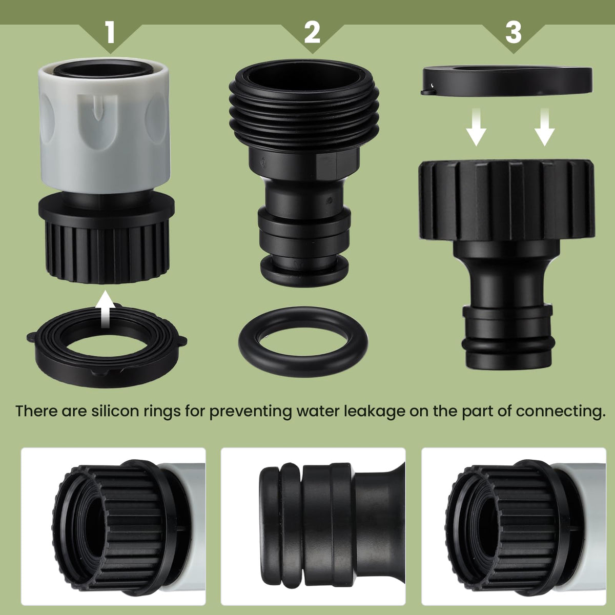 Hotop male hose end adapter for fast connection to standard hoses.