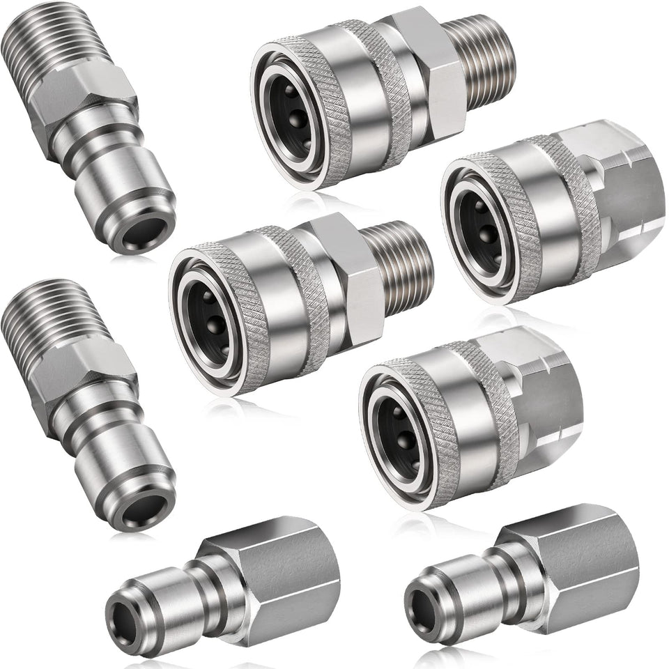 Hotop NPT 3/8 inch quick connector kit assembly shows easy hose-pump connections.