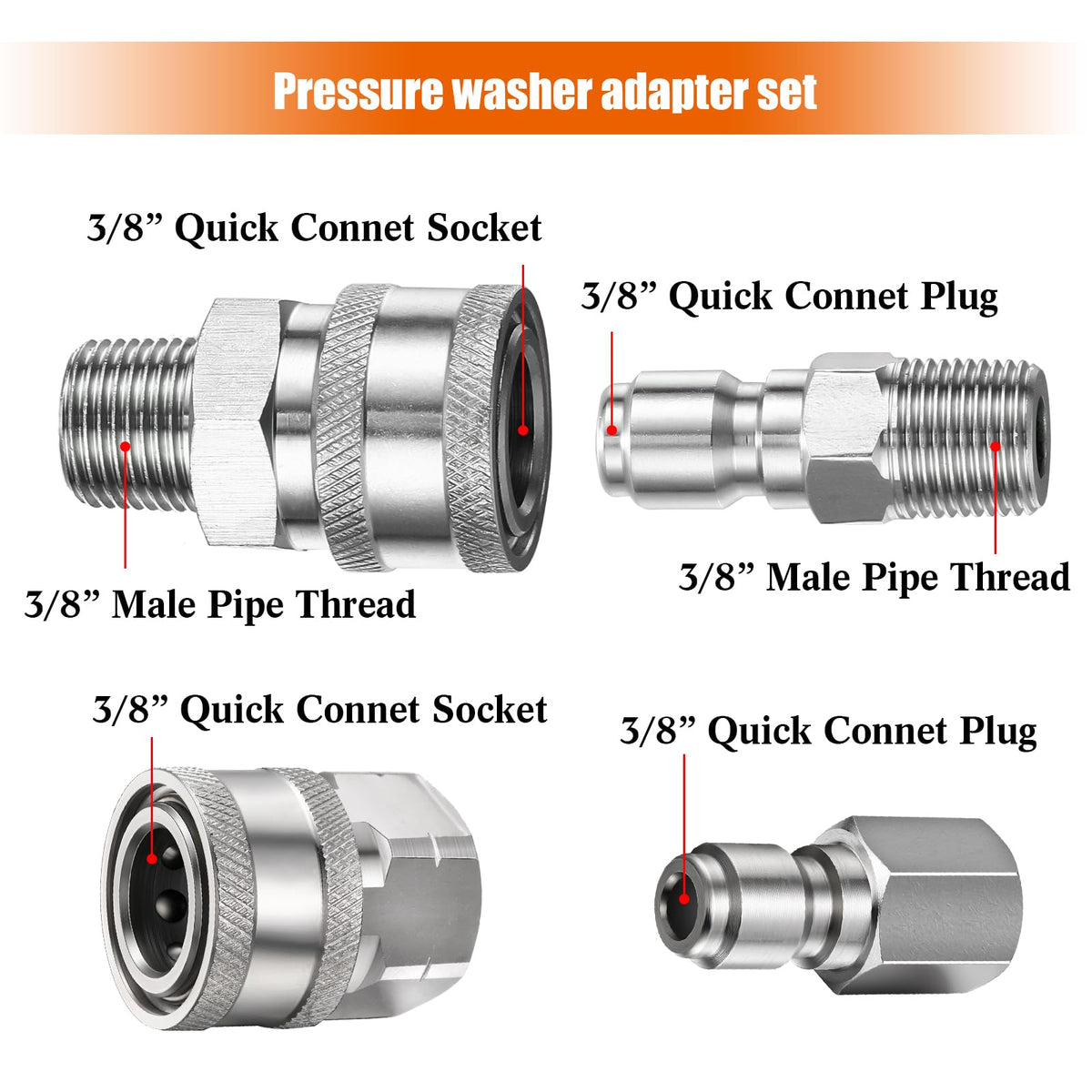 Hotop brass-stainless connectors for reliable NPT fittings.