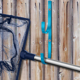 Hotop blue pool tool hangers — neat storage reduces clutter and stretches space.