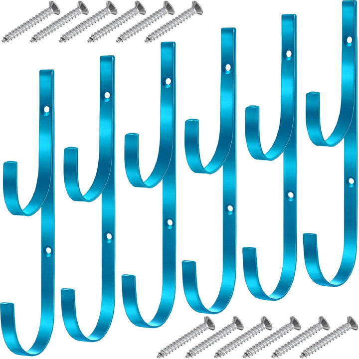 Hotop pool pole hook hanger blue — durable metal bracket for organizing long pool poles.