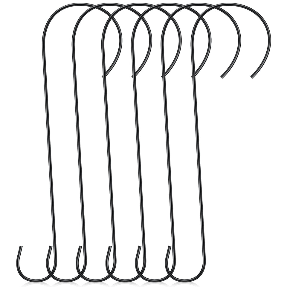 Hotop S-hooks 18-inch bird feeder hook on a tree branch, sturdy and rustproof.