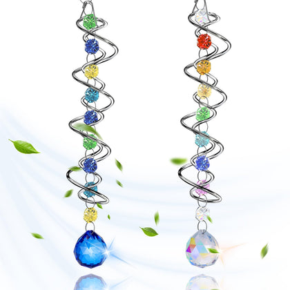 Hotqueen crystal suncatcher set in sea blue with rainbow prisms for windows