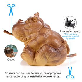Hottche Hippo statue with 1/2-inch hose connector for easy setup