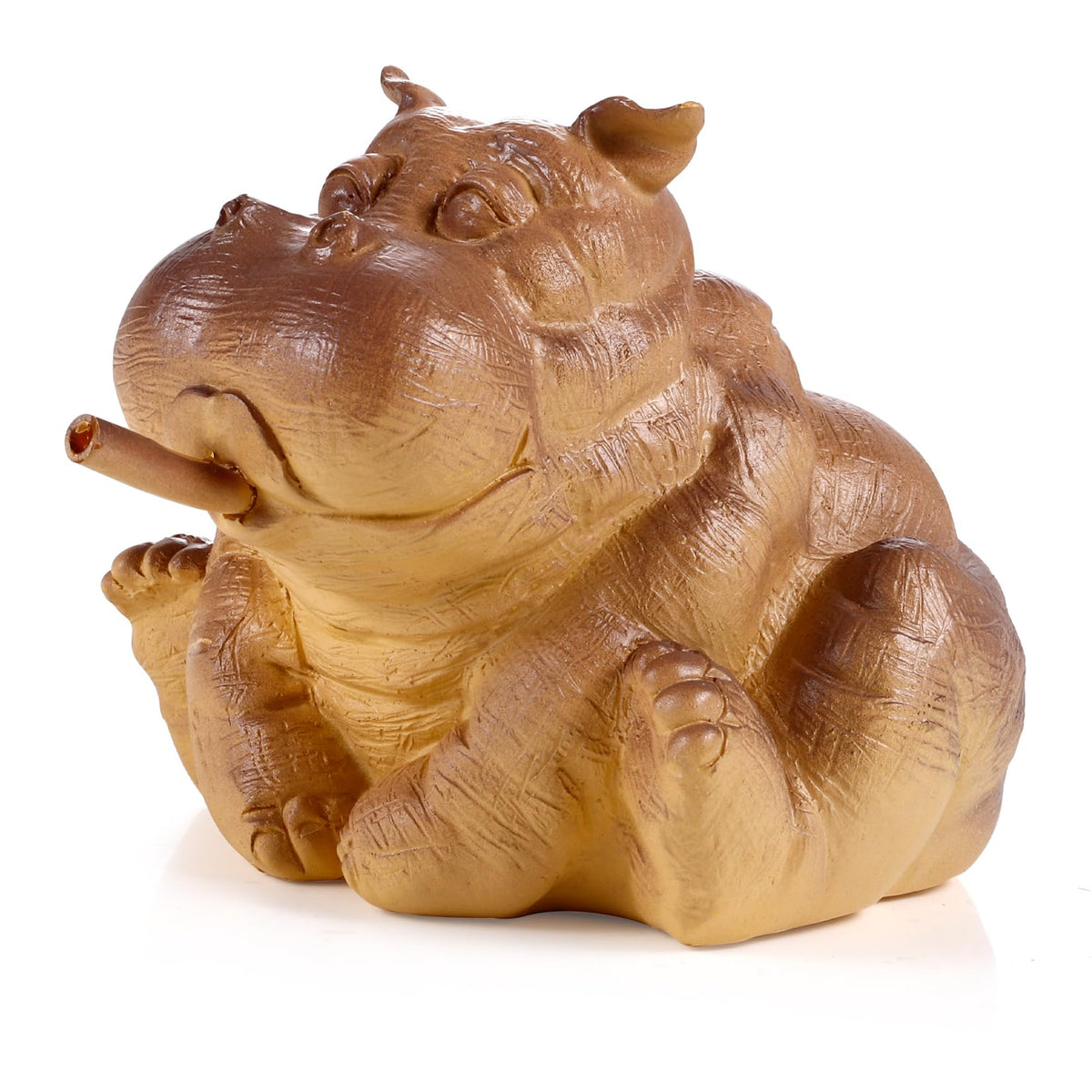 Hottche Hippo statue in weatherproof resin ready for year-round outdoor use