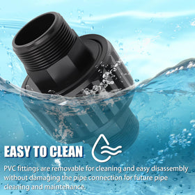 Houoto SP1480BLK PVC pool union with durable threads for long-lasting performance.