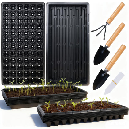 Hourleey 1020 seed starter trays ready for germination and reuse.