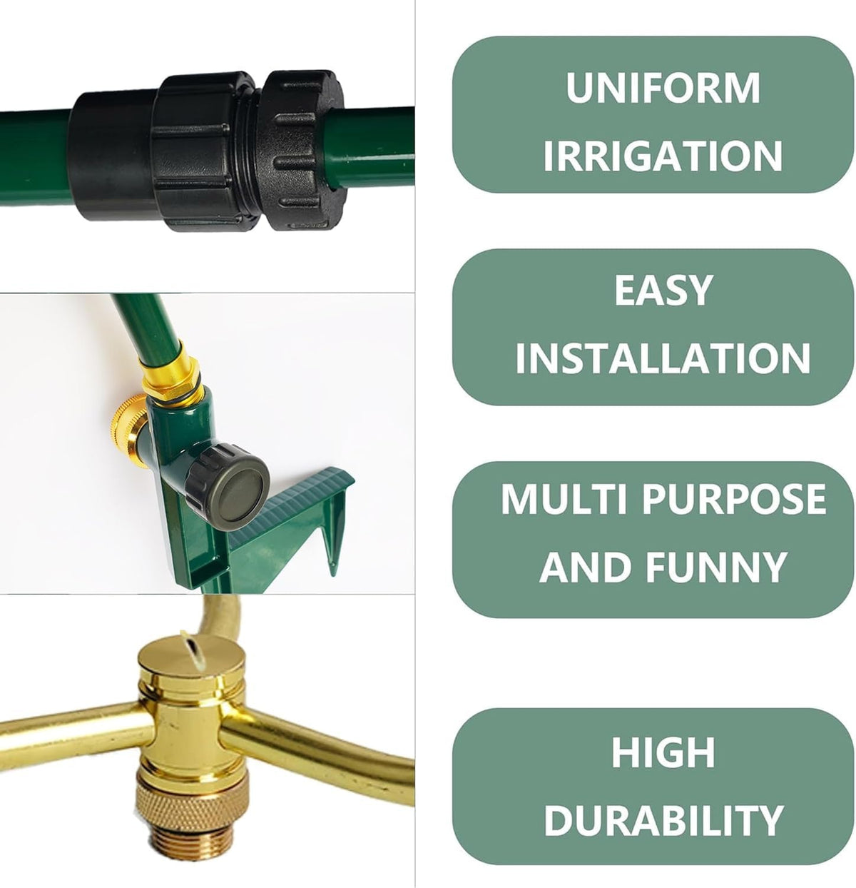 Hourleey 3-arm sprinkler rotating nozzle demonstrates wide-area coverage.