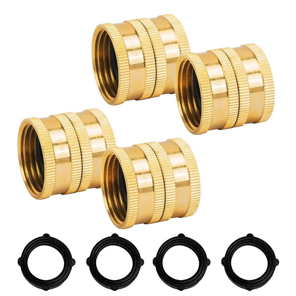 Hourleey brass double female connector close-up for durable fittings