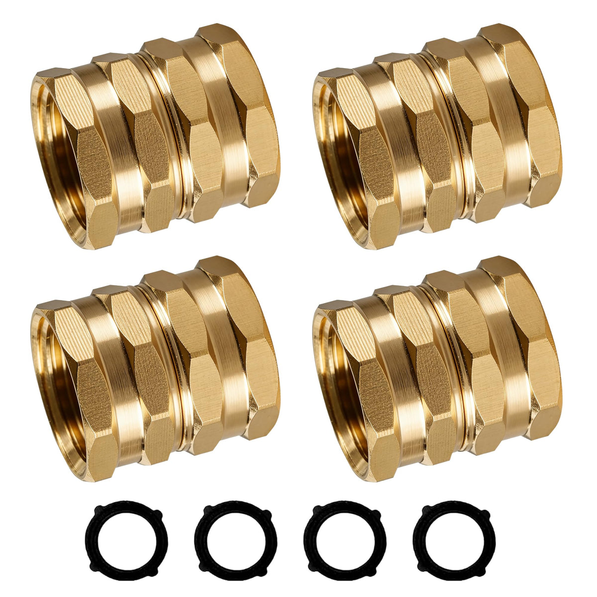 Hourleey brass garden hose adapter 4-pack shown for quick repairs