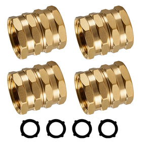 Hourleey brass garden hose adapter 4-pack shown for quick repairs