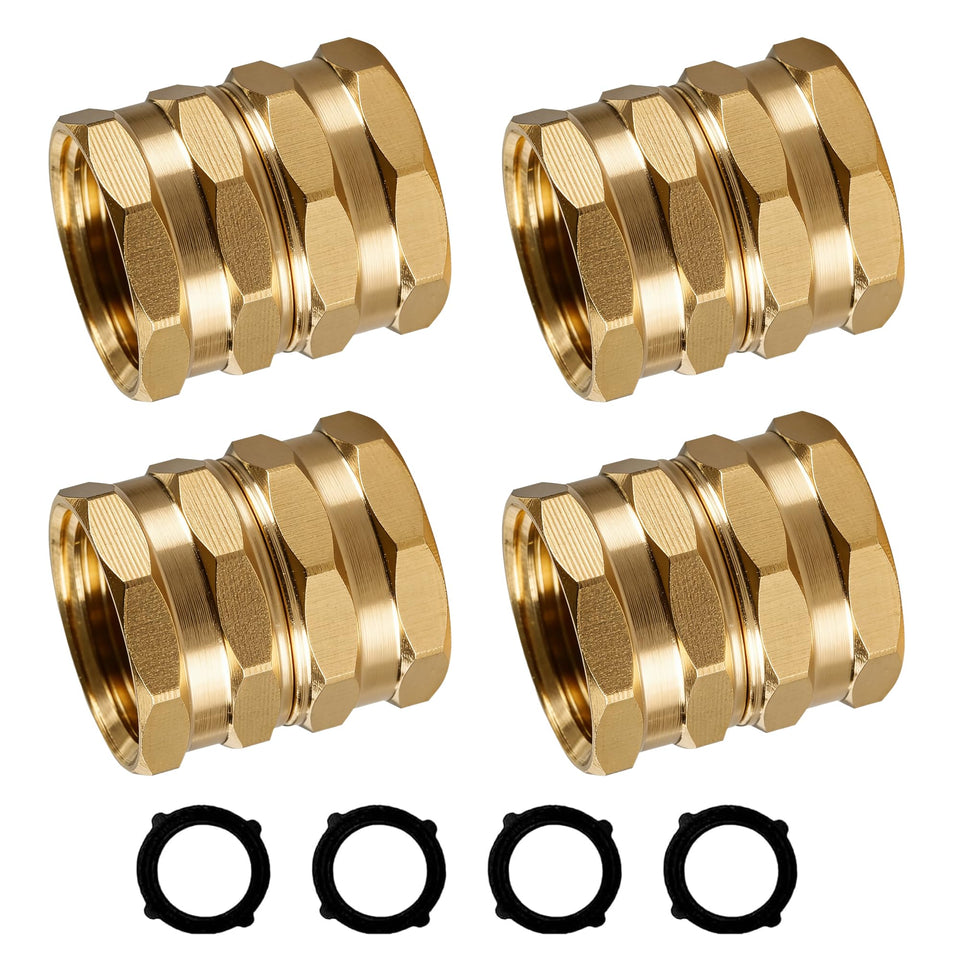 Hourleey brass garden hose adapter 4-pack shown for quick repairs