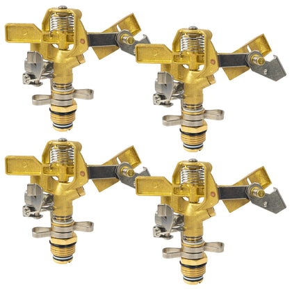 Hourleey brass impact sprinkler with 0-360 coverage demonstrates efficient lawn irrigation.