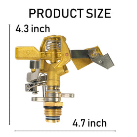 Hourleey brass sprinkler head close-up highlights heavy-duty design for efficient irrigation.