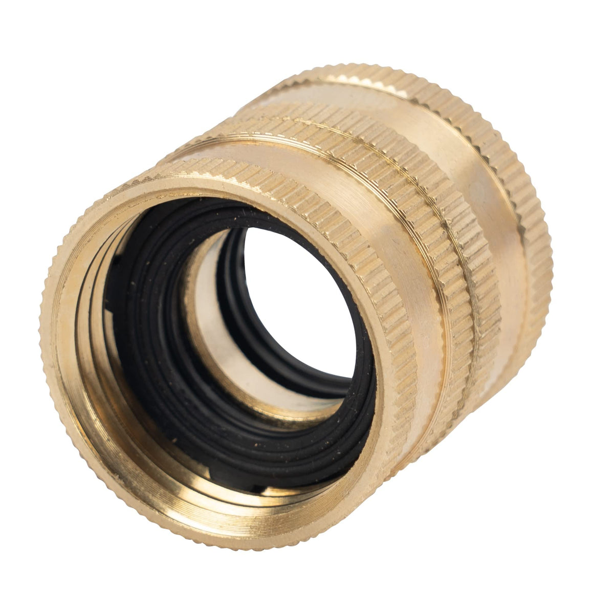Hourleey durable brass hose connection in use during watering
