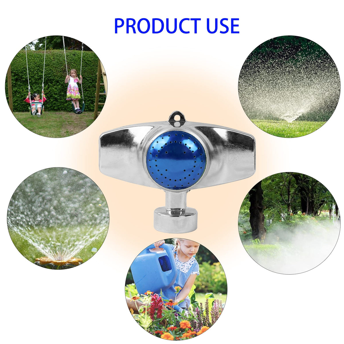Hourleey sprinkler rotating smoothly to water a circular garden bed
