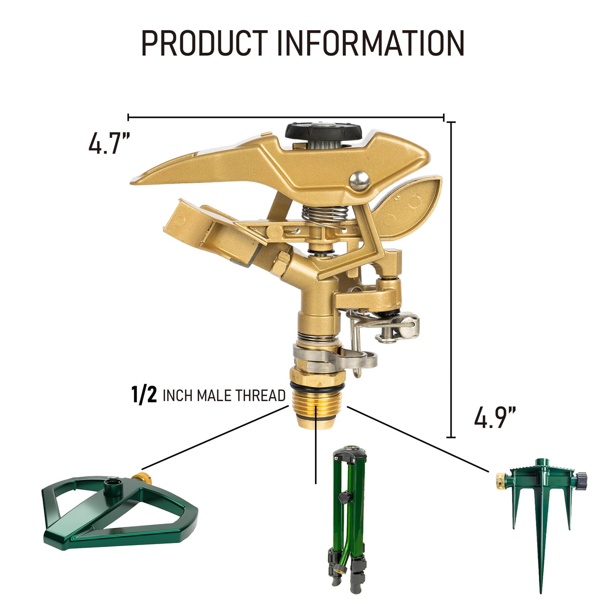 Hourleey zinc impact sprinkler head closeup shows durable construction