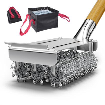 HOUSE AGAIN bristle-free grill brush for safe, thorough cleaning on charcoal, gas, and porcelain grills