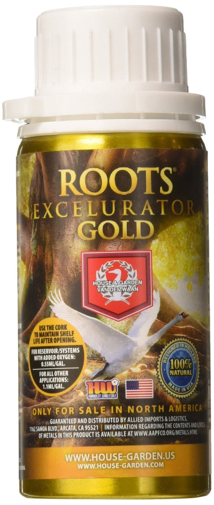 House & Garden Roots Excelurator Gold bottle, ideal for cuttings and seedlings, supports rooting.