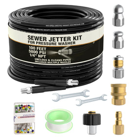 Houseables Hydrojetter with 100 ft hose for long reach and efficient drains